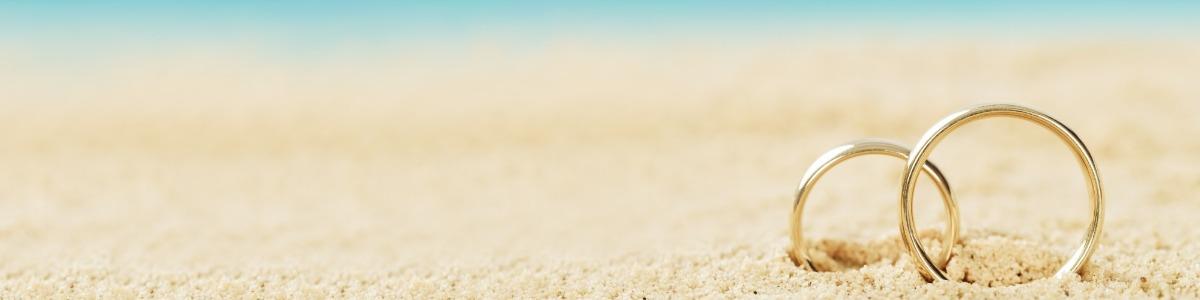 Wedding rings in the sand 